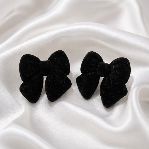 Black Velvet Bow Earrings