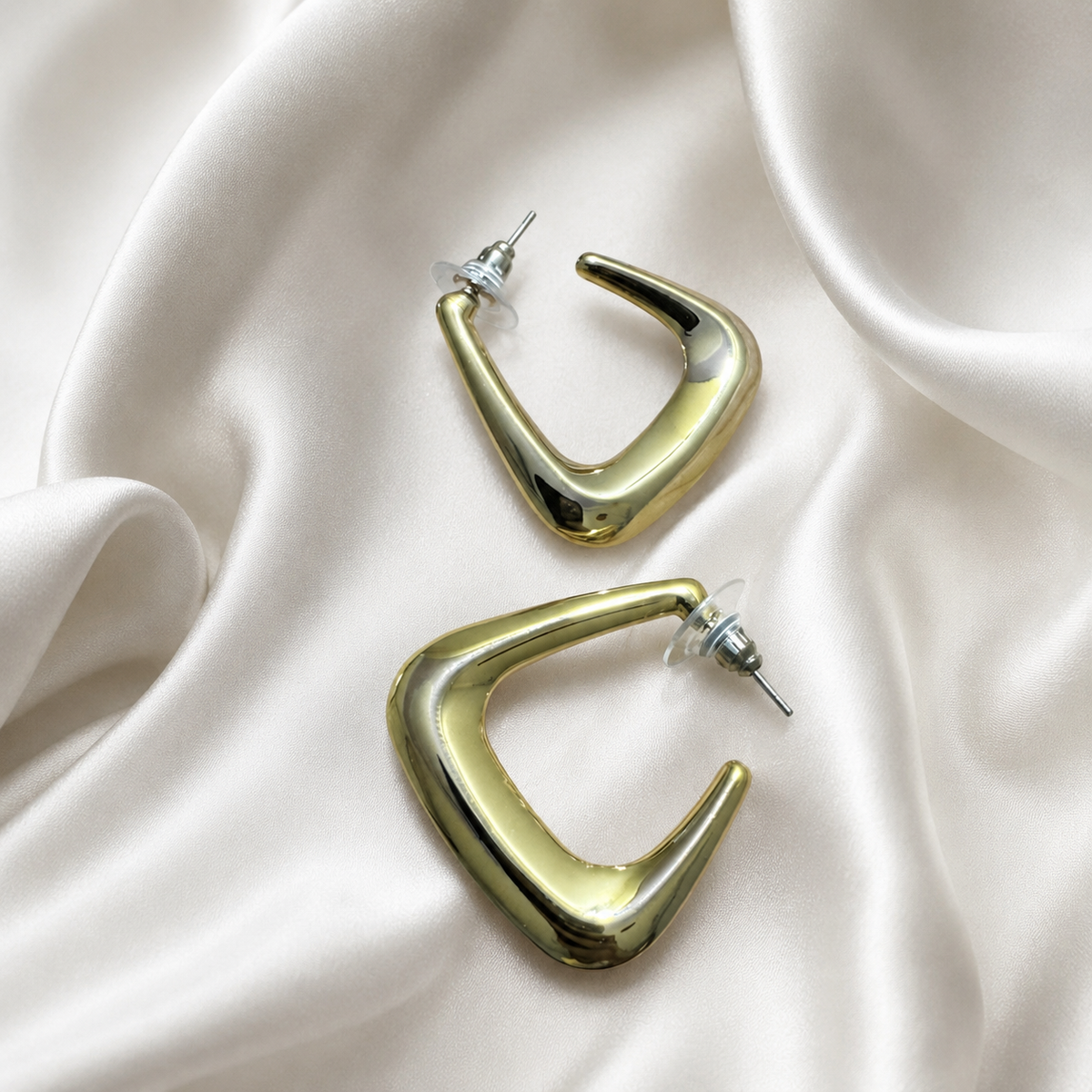 Sculpted Geometric Gold Earrings