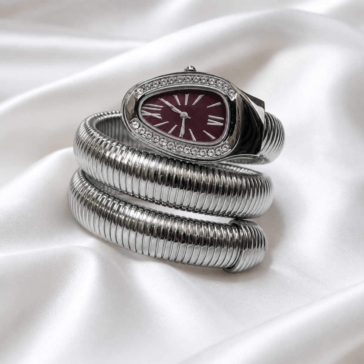 Burgundy Crystal Snake Watch