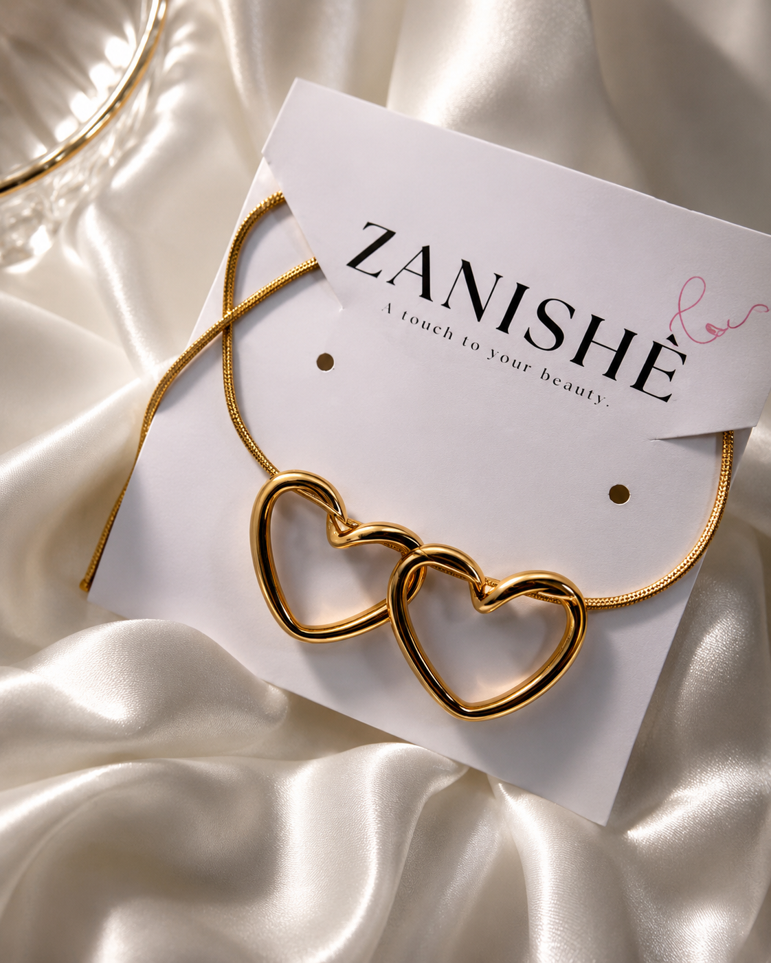 Designer Inspired Double Heart Necklace | Minimal Gold Chain