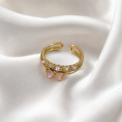 Blush Pearl Butterfly Ring