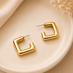 Trendy Gold Plated Geometric C Shape Earrings for Women