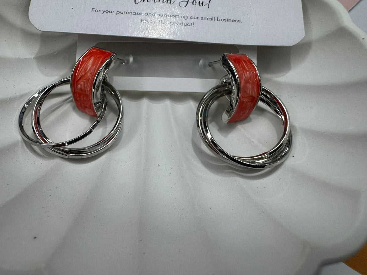 Coral Double Hoop Earrings