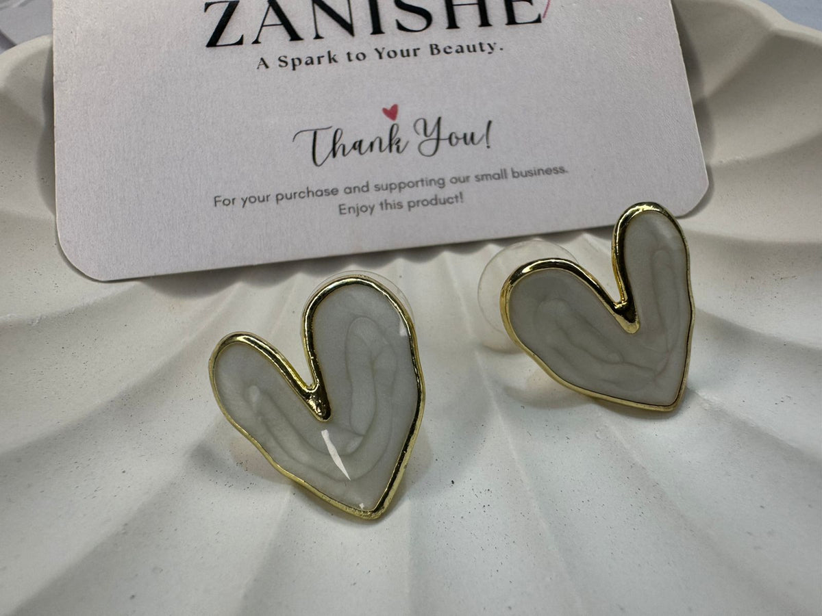 Ivory Heart Stud Earrings