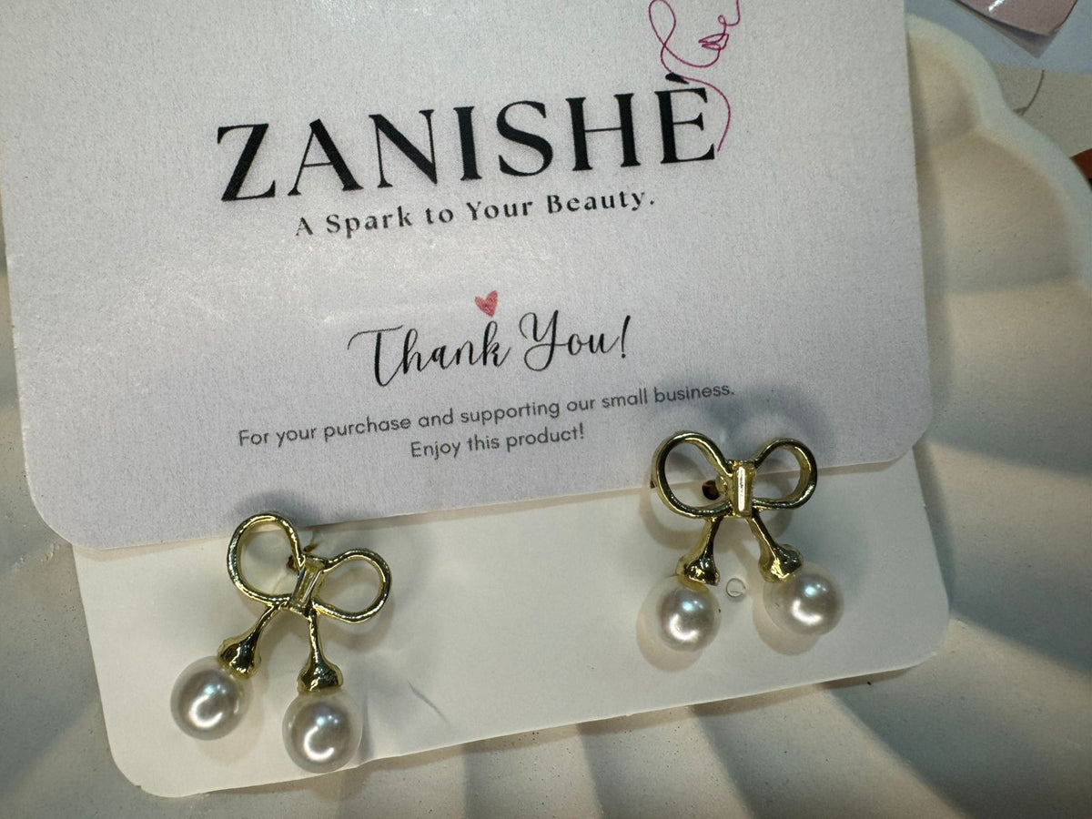Pearl Bow Drop Earrings
