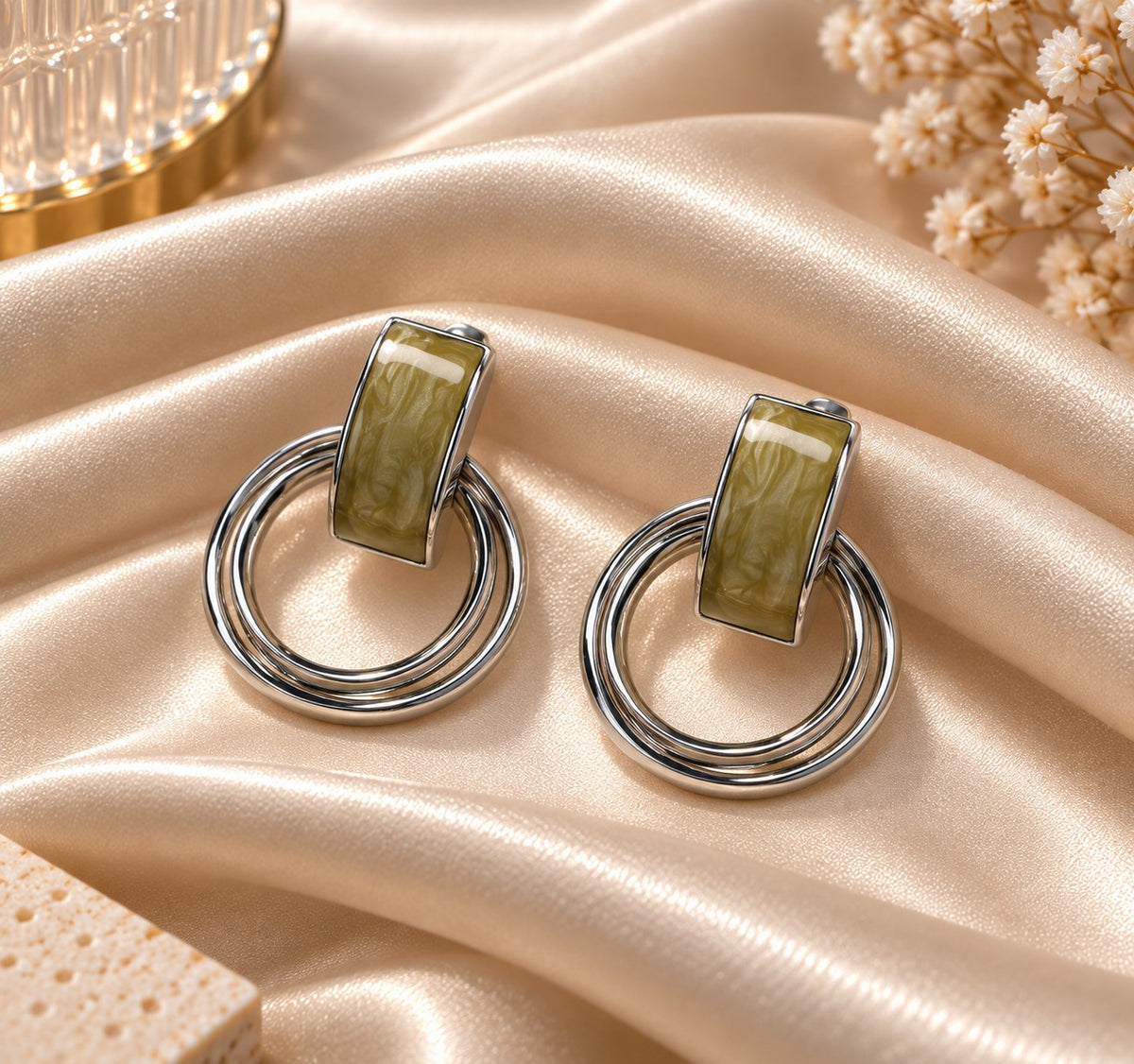 Olive Double Hoop Earrings