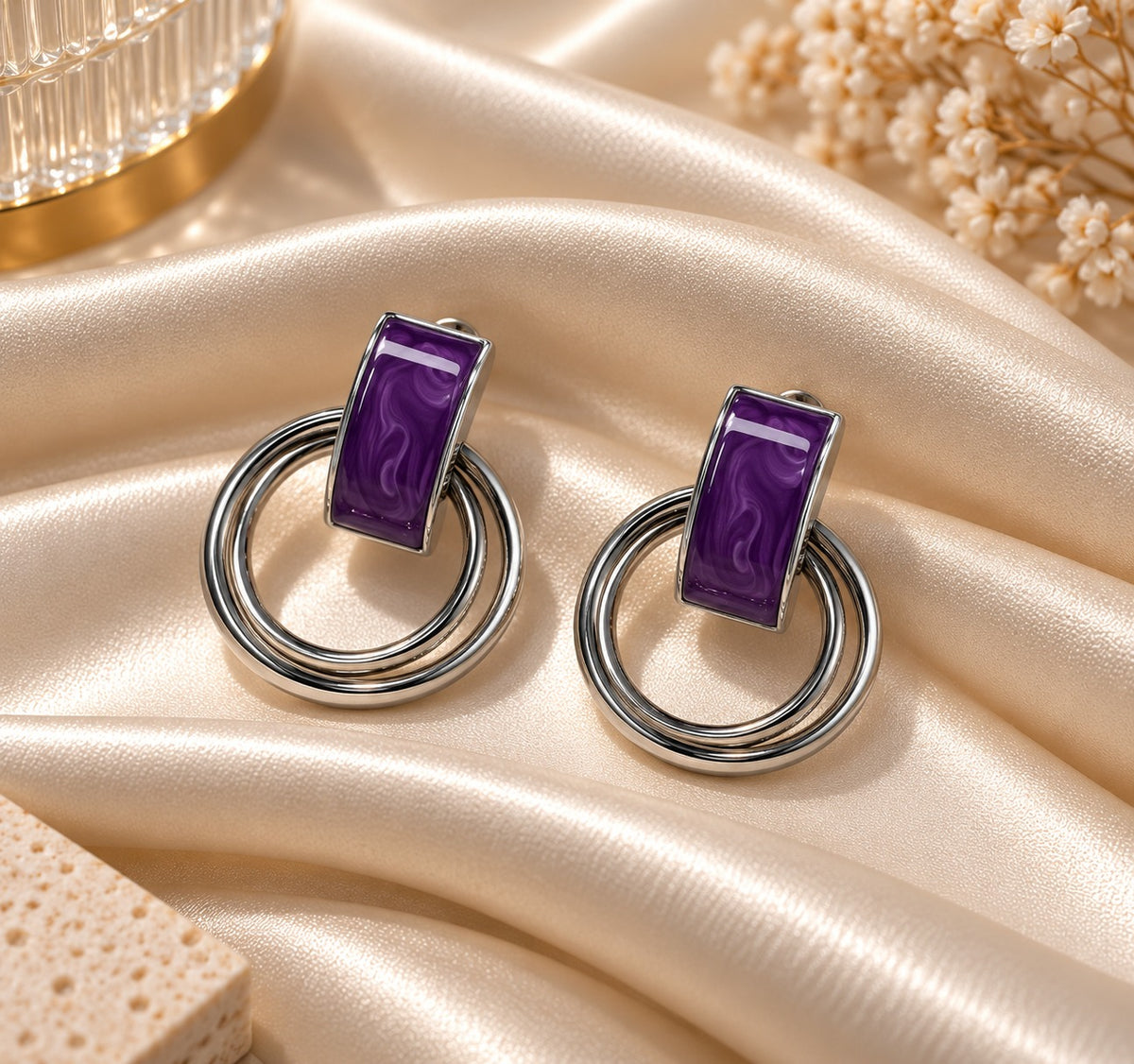 Purple Double Hoop Earrings