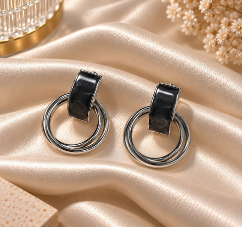 Black Double Hoop Earrings