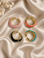 Multicolor Enamel Open Ring Set