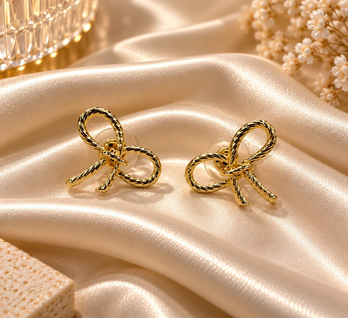 Twisted Gold Bow Earrings